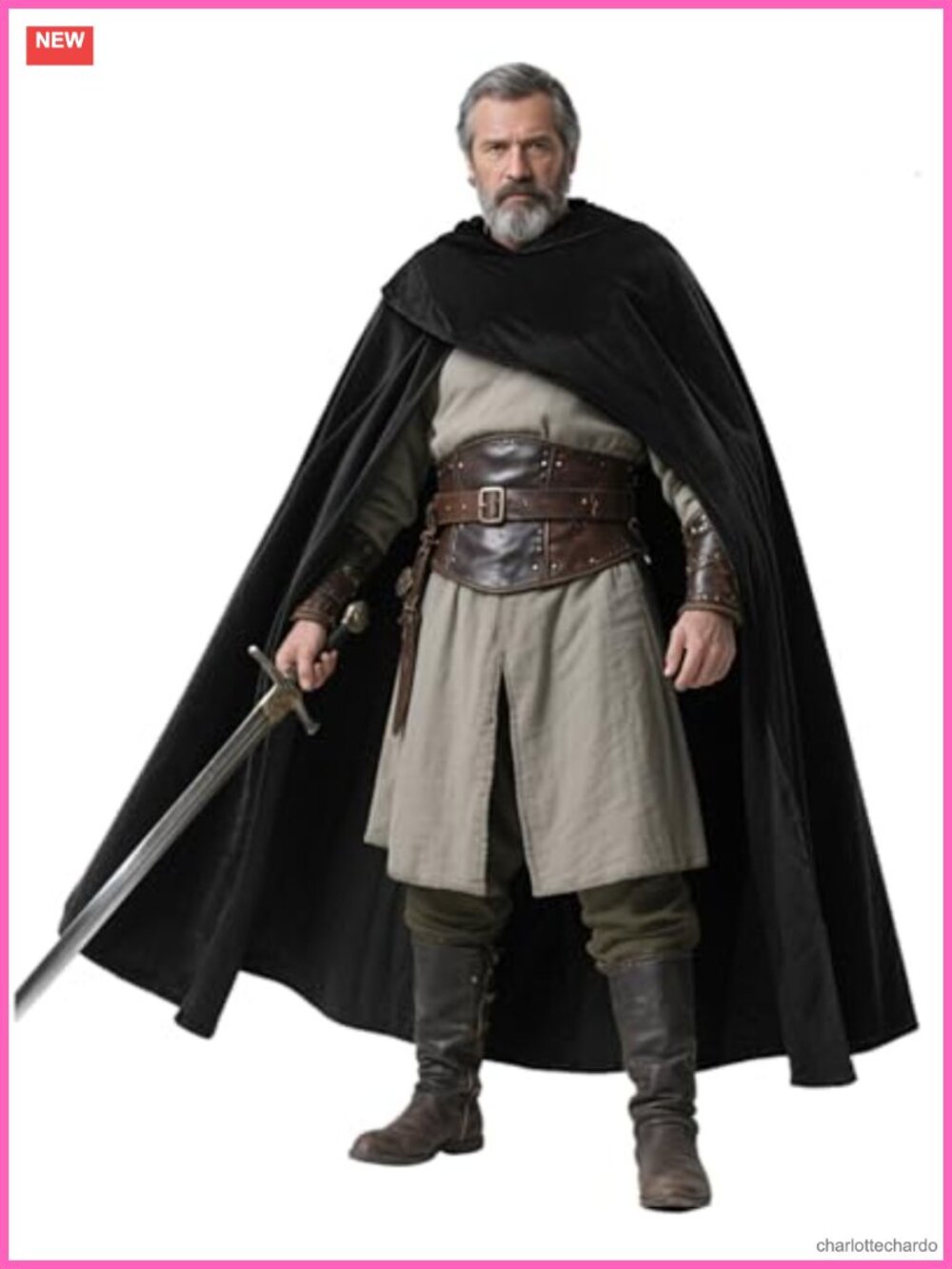 Renaissance Hooded Cloak Faux Suede Medieval Cape Unisex Cosplay
